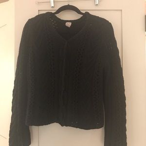 J Jill black sweater hand knit, MP!